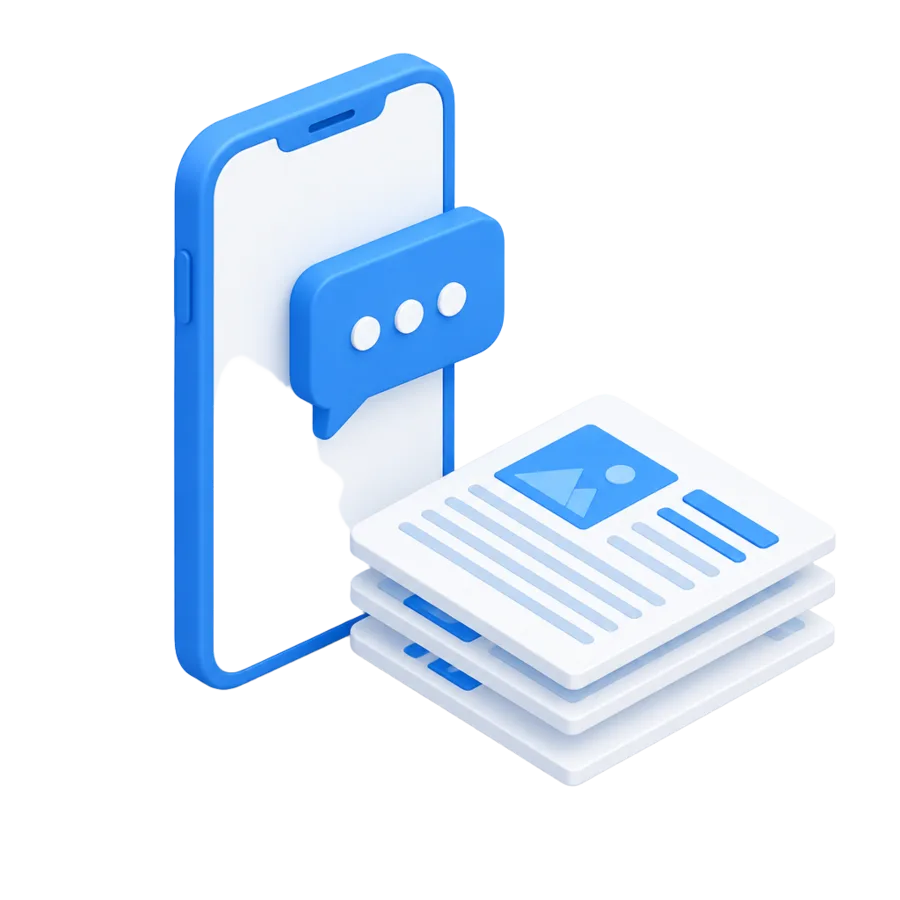 Isometric phone with a text digest